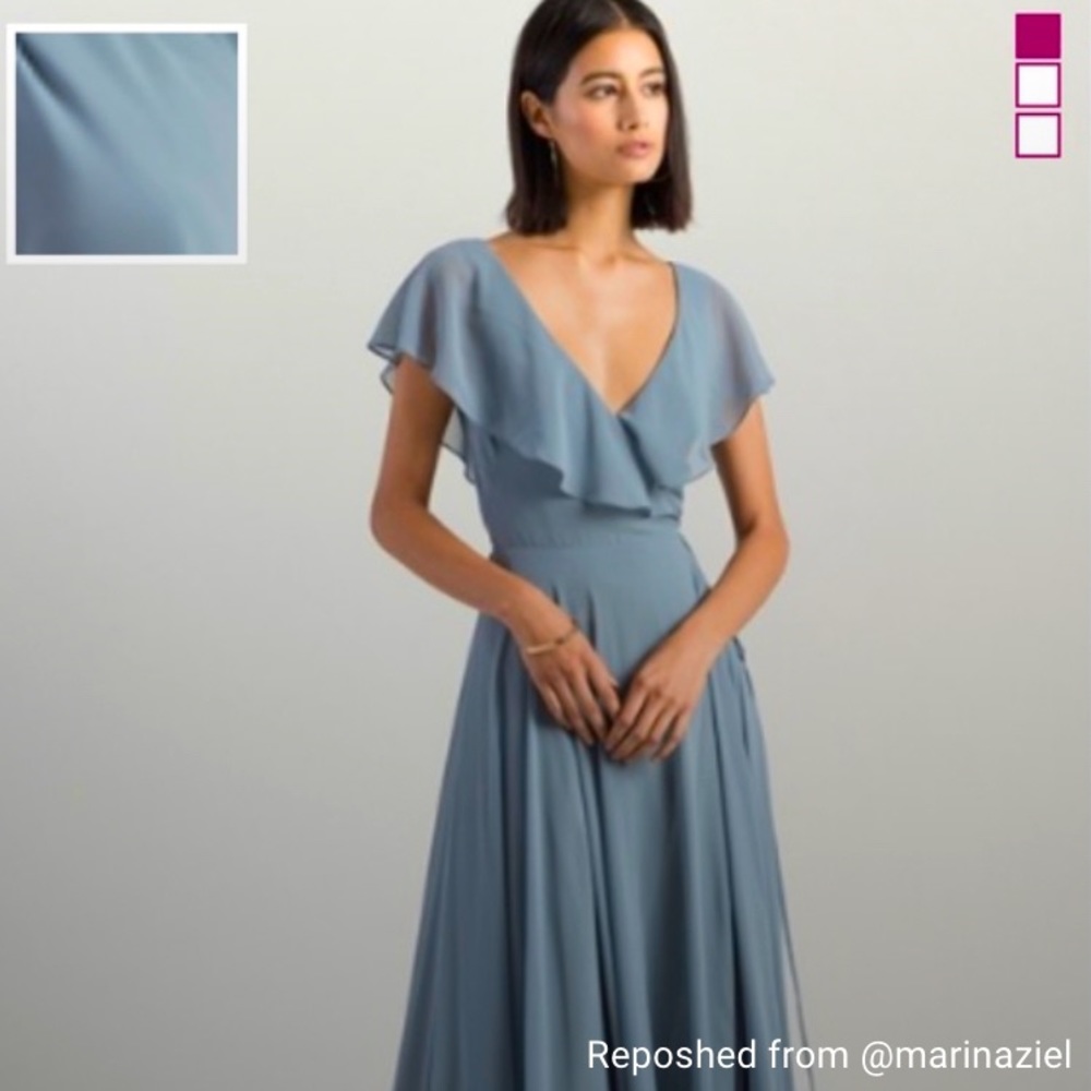 Jenny Yoo Rochelle dress in Mayan blue, petite